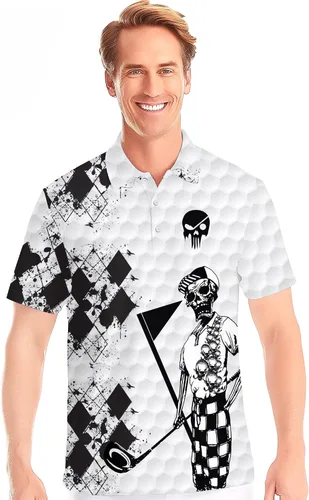 Miniatura 2 de PAGYMO Golf Shirts for Men Crazy Print Hawaiian Funny Mens Polo Shirt