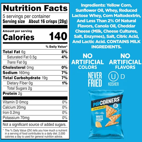 Miniatura 8 de PopCorners Chips de maíz reventado, cheddar blanco, 5 onzas