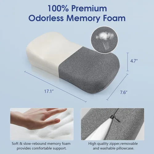 Miniatura 4 de COMFYTHERA Almohada cervical para el cuello para aliviar el dolor de dormir, almohada de cuello pequeño de espuma viscoelástica para aliviar