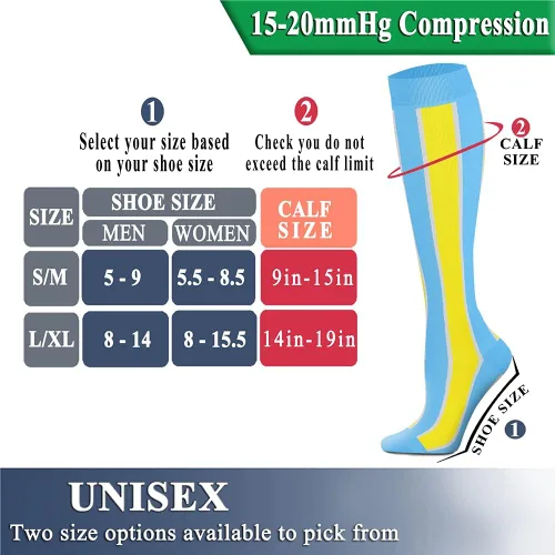 Miniatura 6 de QUXIANG - Calcetines de compresión de cobre para mujeres y hombres (8 pares), lo mejor para correr, ciclismo, atletismo, 15-20 mm Hg