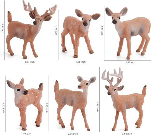 Miniatura 2 de Juego de animales salvajes del bosque, juego de figuras de ciervos de cola blanca, juguetes de decoración de escena de Navidad, accesorios