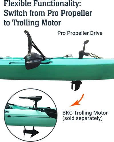 Miniatura 3 de BKC Brooklyn 12.0 Pro - Kayak de pesca individual de 12 pies manos libres, dirección de timón, casco de 70 libras, almacenamiento hermético