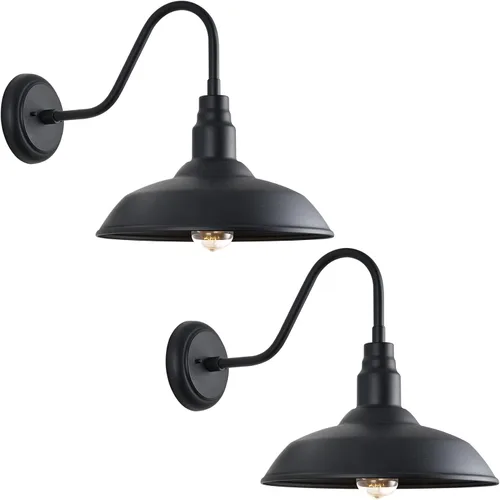 Miniatura 21 de Luz de granero de cuello de cisne de 10 pulgadas para exteriores, luces verdes para porche con interior blanco, cúpula pequeña, para patio, cuello