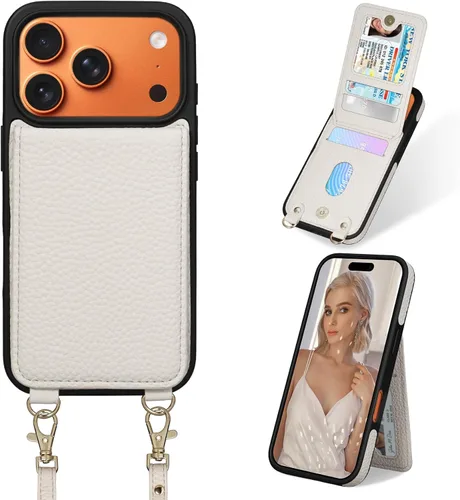 Miniatura 37 de Funda para iPhone 14 Pro Max de 6.7'', Funda Cartera Cruzada Desmontable con Ranuras para Tarjetas con Bloqueo RFID, Soporte de Anillo de 360°