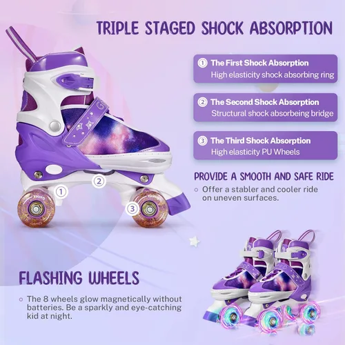Miniatura 4 de Gonex Patines de ruedas para niñas, niños y mujeres con todas las ruedas iluminadas, patines ajustables para principiantes, niños pequeños