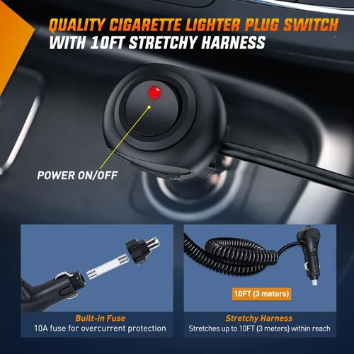 Miniatura 4 de Nilight - Barra de luz LED de 13.5 pulgadas, triple fila, encendido por encendedor de cigarrillos, base magnética fuerte, combo de punto y de Barra
