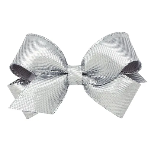 Miniatura 5 de Wee Ones Lazo de pelo metálico superpuesto para niñas en un clip antideslizante WeeStay, mediano, dorado