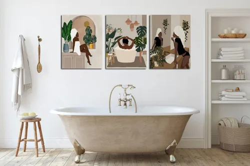 Miniatura 2 de Arte de pared de mujer negra, póster moderno de niña negra, arte de mujer africana, decoración de pared de baño, arte afroamericano, arte de pared
