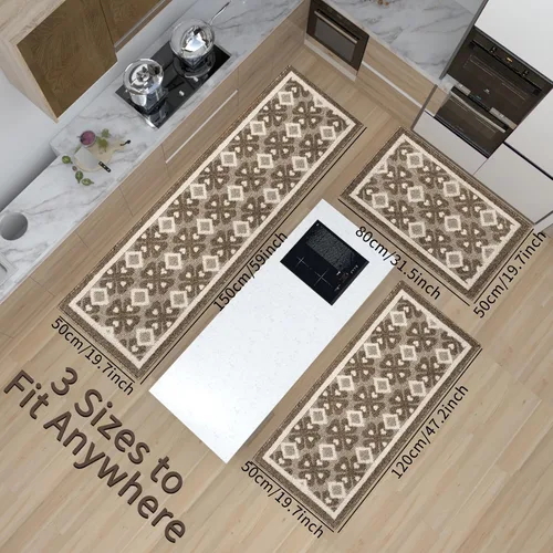 Miniatura 2 de Juego de 3 alfombras de cocina antideslizantes para piso, alfombra de cocina súper absorbente, tapetes de cocina lavables para cocina, baño, piso