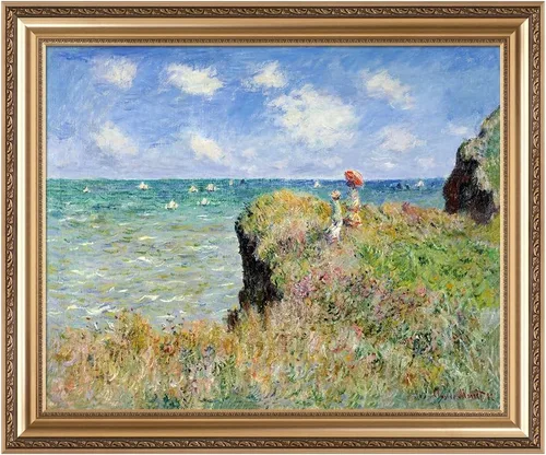 Miniatura 43 de IPIC - Reproducción artística de los lirios de agua de Claude Monet 1906, impresiones giclée coinciden con el marco dorado clásico, arte de pared
