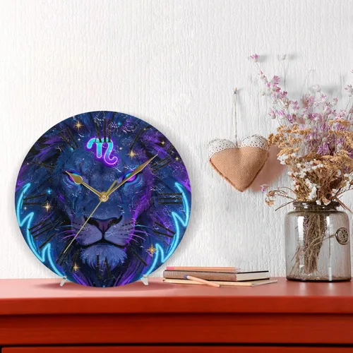 Miniatura 2 de fantasy 12 constelaciones signos del zodiaco Leo 10 pulgadas pared redonda reloj de cocina silencioso interior para casa de campo cocina reloj