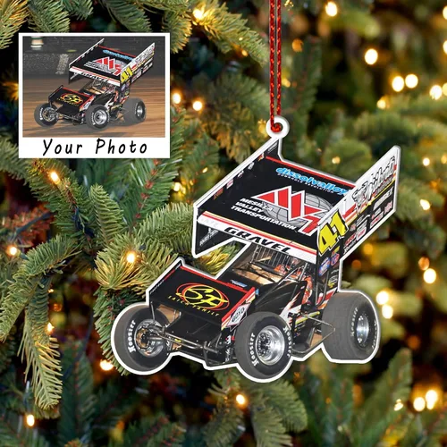 Miniatura 2 de Adorno de Navidad con foto personalizada para amantes de las carreras de modelos tardíos por Kool-Kool, regalo de carreras de pista de tierra