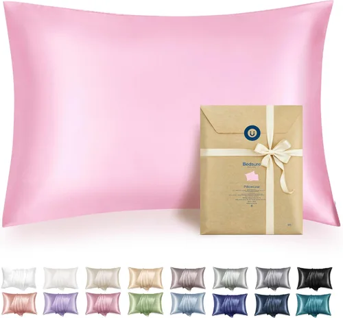Miniatura 13 de Bedsure Funda de almohada de satén para el cabello, fundas de almohada de satén, tamaño estándar con cremallera, 20 x 26 pulgadas, paquete de 2, 01