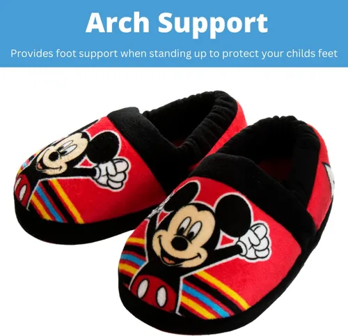 Miniatura 3 de Disney Mickey Mouse Boys Slippers - Plush Lightweight Warm Comfort Soft Aline House Kids Shoes Slippers (ToddlerLittle Kid)