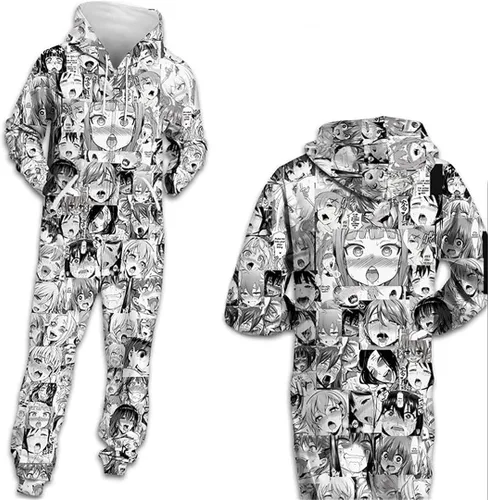 Miniatura 8 de Anime 3D Ahegao Pelele de los Hombres Harajuku Streetwear Party Punk Rock Mono de Fitness Divertido Pijama de Cosplay Ropa