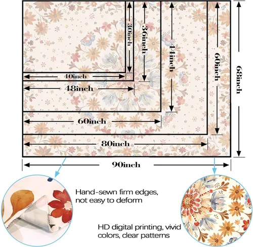 Miniatura 7 de Fowocu Tapiz bohemio con mandala floral para colgar en la pared, medallón de flores bohemias, tapiz estético, beige, naranja, hippie, indio, pequeño