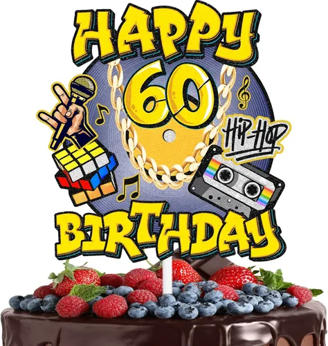 Miniatura 10 de Decoración de pastel de hip hop para hombres y mujeres, 30 cumpleaños, feliz retro, 70, 80, 90, decoración de fiesta de cumpleaños, fiesta