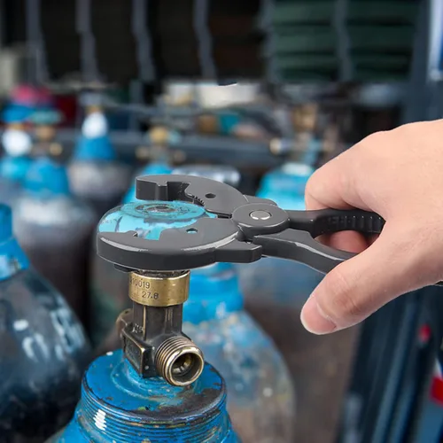 Miniatura 2 de Llave reguladora de gas universal para válvula reductora de presión de cilindro, herramienta negra ABS de aleación de aluminio ajustable para tanque