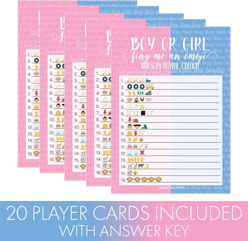 Miniatura 3 de DISTINCTIVS Tarjetas de juego de emoji para fiesta de revelación de género - 20