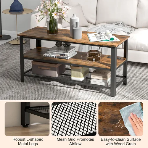 Miniatura 8 de Tangkula Soporte de TV pequeño para televisores de hasta 50 pulgadas, mesa consola de TV de 3 niveles con tomas de corriente, puertos USB, estantes