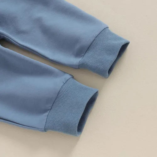 Miniatura 107 de Conjunto de ropa de otoño e invierno para bebé niño pequeño, sudadera de manga larga con colores contrastantes, pantalones elásticos para recién