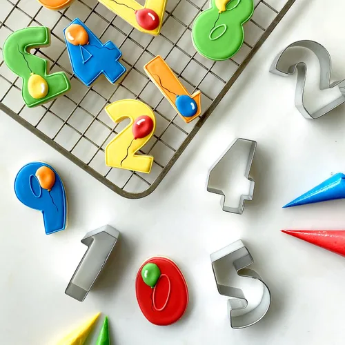 Miniatura 8 de R&M - Cortadores de galletas con números 1-9 con recortes. Juego de regalo de 9 piezas de 2.5 pulgadas