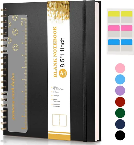 Miniatura 30 de Lined Spiral Notebook Journal 8.5” x 11”, A4 Large Notebooks for Women Men, College Ruled Journal, 100 GSM Paper, Plastic Hardcover Spiral Bound