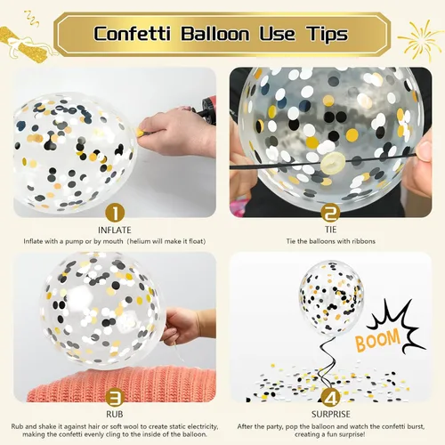 Miniatura 4 de Paquete de 78 globos de graduación 2026, decoraciones de graduación, globos de graduación de 12 pulgadas de oro negro con cintas para decoraciones