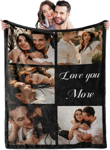 Miniatura 9 de Manta personalizada con texto fotográfico: manta personalizada de 1 imagen, manta de cumpleaños, aniversario, boda, Navidad, regalos para parejas