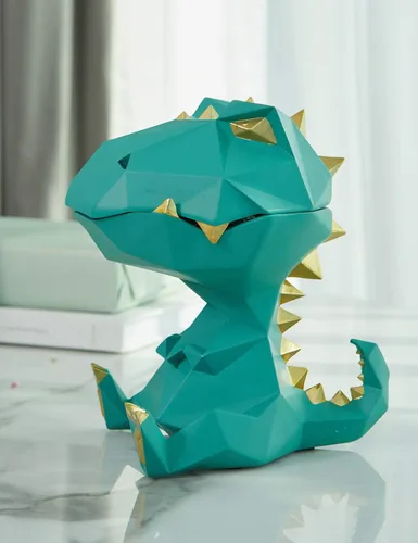 Miniatura 11 de HAUCOZE Estatua de dinosaurio plato para caramelos, cuenco para llaves, regalos de dinosaurio, escultura moderna, accesorios de decoración del Verde