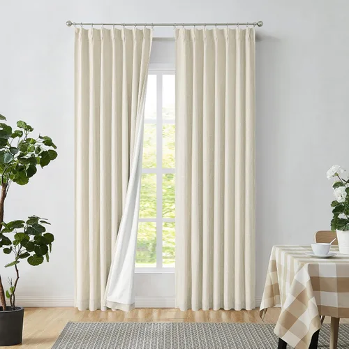 Miniatura 22 de Central Park Paneles de cortinas plisadas opacas con textura de lino, con aislamiento térmico y pestaña trasera, para sala de estar o dormitorio