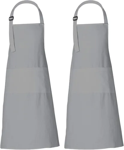 Miniatura 13 de RAJRANG Delantales 100% algodón sólido con 3 bolsillos unisex a granel delantal para cocina, restaurante, barbacoa, pintura y manualidades