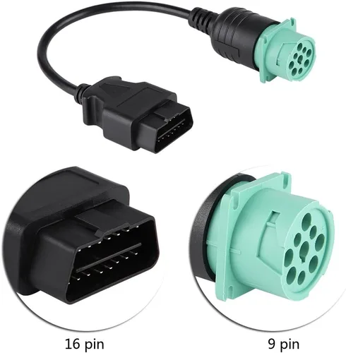 Miniatura 2 de OBD2 Adaptador de cable de diagnóstico de camión de 9 pines a 16 pines OBD-ii macho a hembra, herramienta de escaneo de diagnóstico para motor