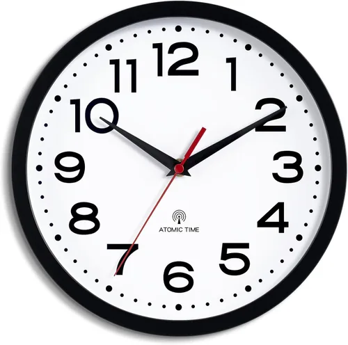 Roymnie Atomic - Reloj de pared de 10 pulgadas, moderno, funciona con pilas, clásico, analógico, decorativo, para cocina, sala de estar, oficina,