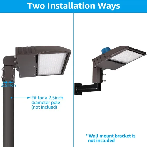 Miniatura 6 de LEONLITE Luz LED de estacionamiento de 150 W, soporte de brazo ajustable, 20,250 lm UL y DLC, 1-10 V regulable, luz de poste de caja de zapatos