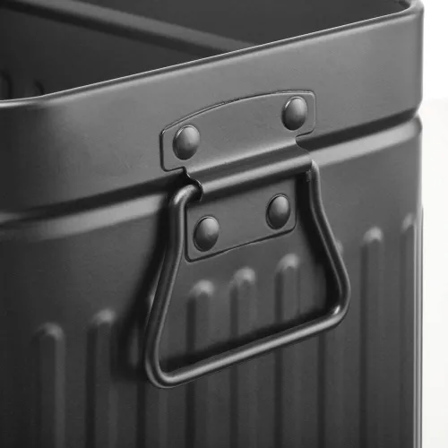 Miniatura 5 de mDesign Cepillo de inodoro compacto de metal, cubo de basura rectangular, cubo de basura/cubo de reciclaje combinado para limpieza y almacenamiento