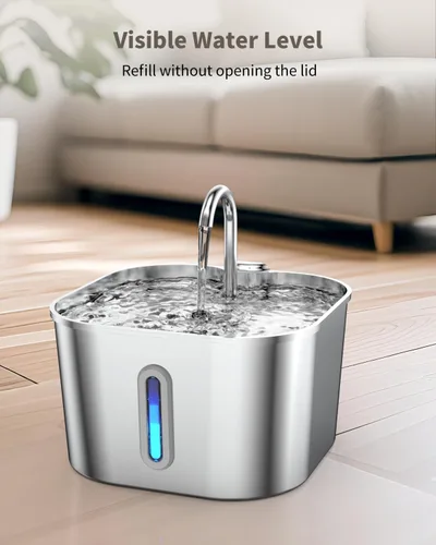 Miniatura 6 de Fuente de agua para gatos de acero inoxidable, fuente para gatos de 74 oz/2.2 L con bomba silenciosa, dispensador automático de agua para mascotas