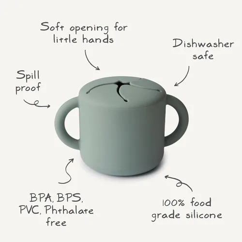 Miniatura 2 de mushie - Taza para merienda de silicón, contenedor de alimentos a prueba de derrames para niños pequeños y bebés (arena movediza)