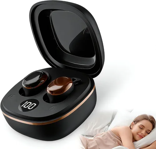 Auriculares para dormir de lado, auriculares invisibles para dormir, bloqueo de ruido ENC, Bluetooth inalámbrico 6.0 con pantalla de alimentación