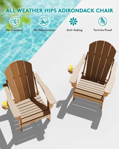 Miniatura 8 de SERWALL - Silla plegable Adirondack para patio, jardín, exterior, resistente a la intemperie, sillas para hoguera, color naranja