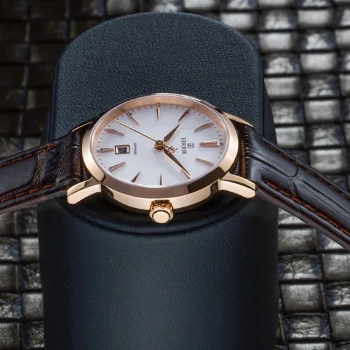 Miniatura 8 de Reloj clásico de cuarzo para mujer, elegante y resistente, con correa de piel de vacuno, perfecto para cualquier ocasión