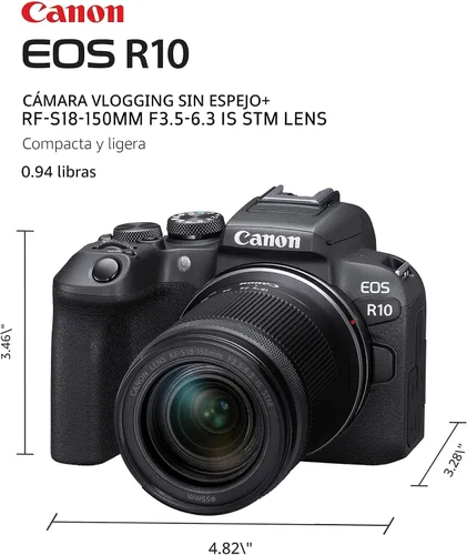 Miniatura 3 de Kit de lentes Canon EOS R10 RF-S18-150mm F3.5-6.3 is STM, cámara sin espejo para vlogging, 24,2 MP, video 4K, procesador de imagen DIGIC X, disparo