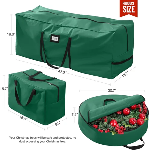 Miniatura 3 de Paquete de 3 bolsas de almacenamiento para árbol de Navidad, para árboles artificiales de hasta 7.5 pies, duraderas e impermeables con asas de Gris