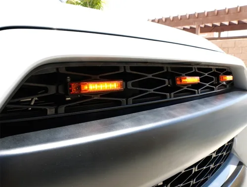 Miniatura 5 de iJDMTOY 3 luces de marcador LED ámbar con lente ámbar para rejilla central, compatibles con Toyota 2014 en adelante 4Runner o 2012 en adelante
