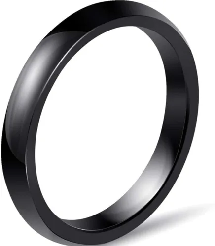 Miniatura 2 de Paquete de dos anillos apilables de cerámica pulida en blanco y negro de 0.118 in