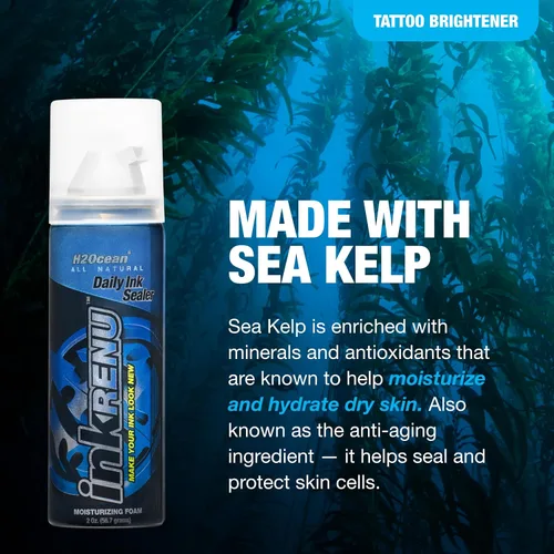 Miniatura 2 de H2Ocean InkRenu - Espuma hidratante para tatuajes que mejora el color, abrillantador, potenciador e hidratante para el cuidado del tatuaje, loción