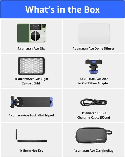 Miniatura 10 de amaran Ace - Kit de 25 luces LED de bolsillo bicolor, modo de aumento a 32 W mini luz de video en la cámara, 2700 K ~ 6500 K soporta atracción Verde