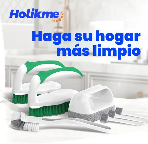 Miniatura 7 de Holikme - Juego de 7 cepillos de limpieza profunda, esponjas con punta raspadora para paredes de piscina, baño, lechada, suelo, bañera, ducha y Verde
