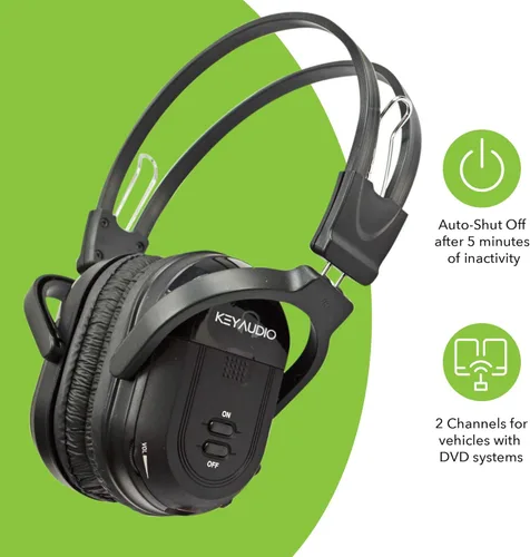 Miniatura 6 de RP Accessories IR-601B Auriculares inalámbricos infrarrojos, 2 canales plegables universales con sistema de entretenimiento trasero IR para TV