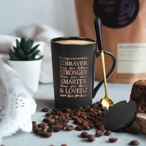 Miniatura 3 de YHRJWN Taza inspiradora – Always Remember You Are Braver Than You Believe, You Are Loved – Regalos para el cáncer para mujeres y hombres, regalos